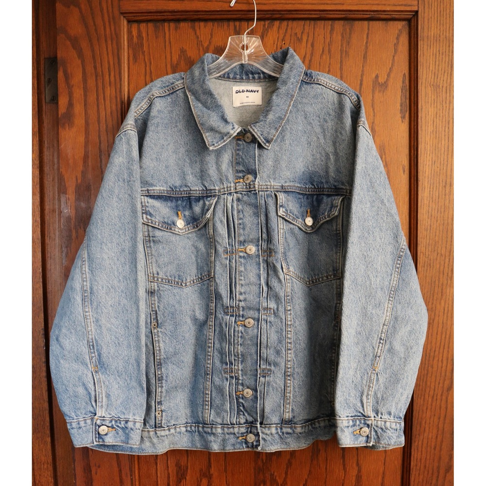 OLD NAVY Jean Jacket Men 4X Blue Cotton Denim Trucker Classic Rugged Casual